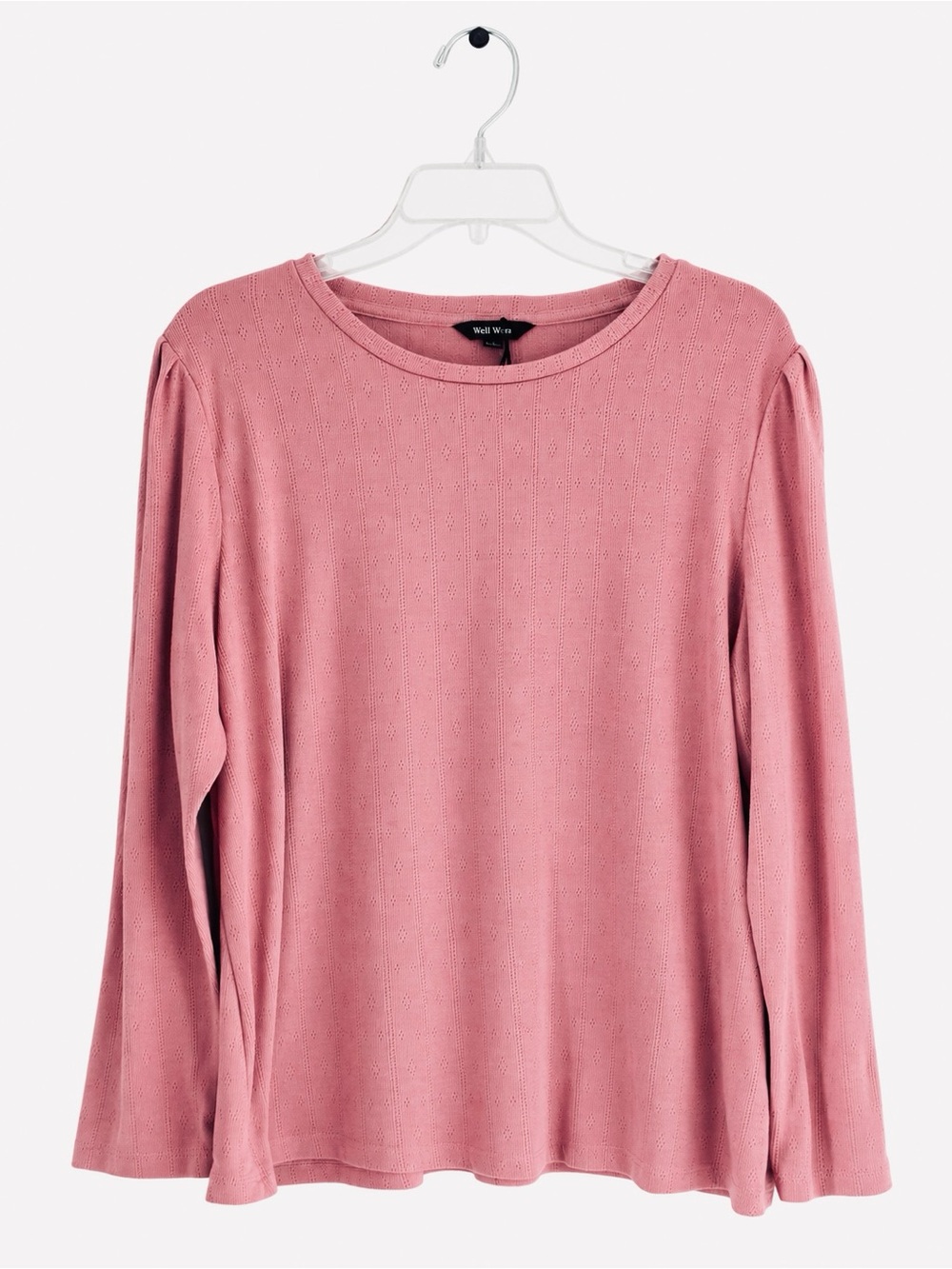 Women’s Dusty Rose Puff-Shoulder Long Sleeve Tops